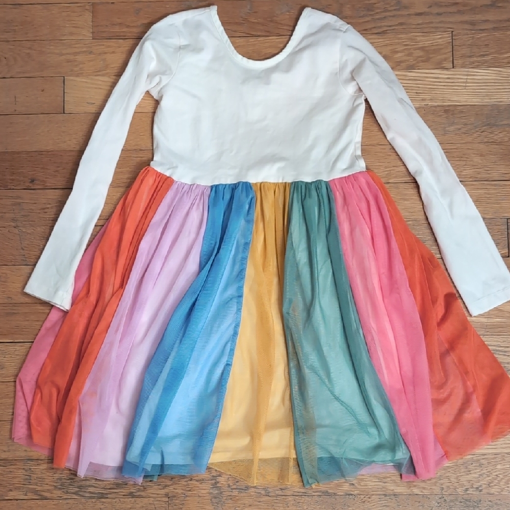 Hanna Andersson Long Sleeve Tulle Rainbow Dress